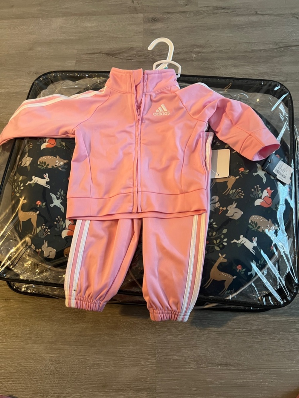 adidas Pink Baby Two-Piece Zip Tracksuit Set